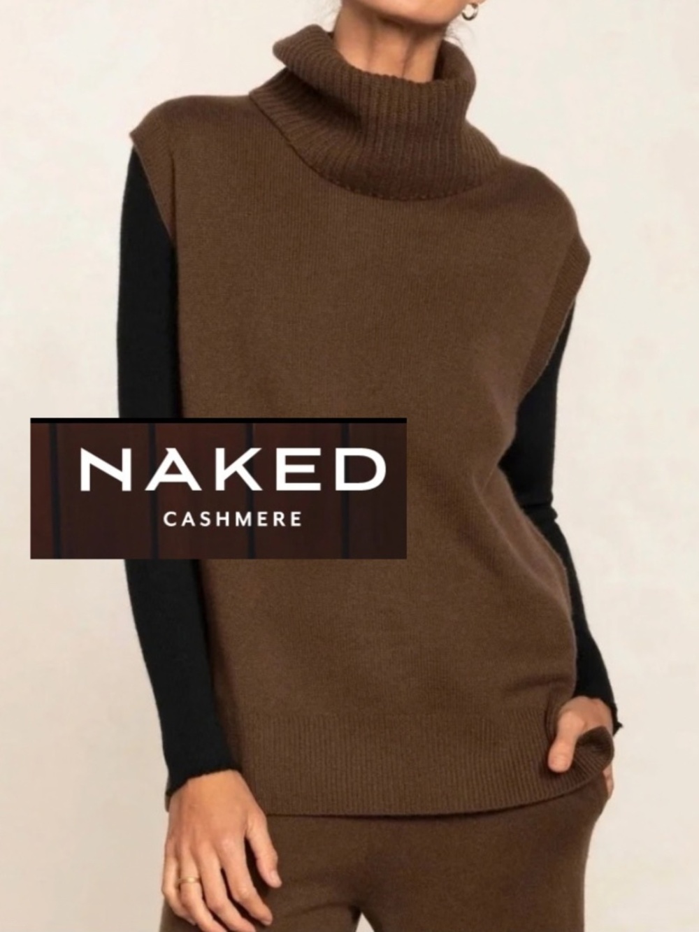 NakedCashmere Oak Bruna sleeveless t neck sweater, L, GP1583
